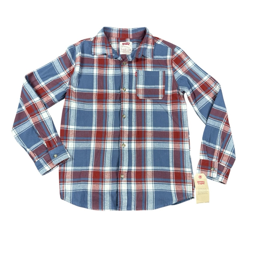 Levi's Kids Blue and Red Plaid Button Down Shirt